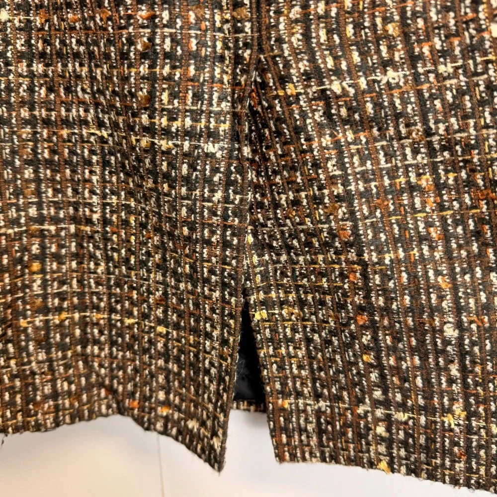 Le Suit Womens Brown Multi Tweed Skirt Suit Set Blazer Pencil Skirt Size 12